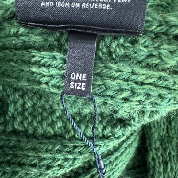 Aran Woollen Mills Fisherman Shawl Wrap One Size Green Merino Wool NWT FS-1455 - Picture 9 of 10